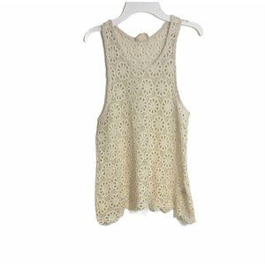 Pins & Needles Crochet Top Womens Small Sleeveless Scalloped Edge Cream